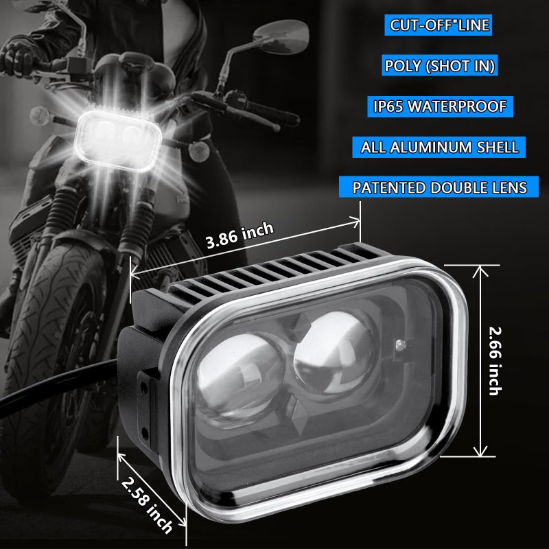 OPL5 4 inch Universal Motorcycle Led Driving Lights, 45W, Running Lights LED Work Light Bar White Hi/Lo Beam Motorcycle Lights for ATV Truck E-Bike (1 Piece) - Image 5
